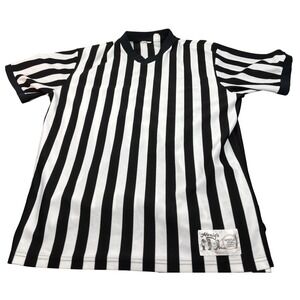 Vintage Honig's Referee Shirt Mens Large Striped Black White Made USA 90s